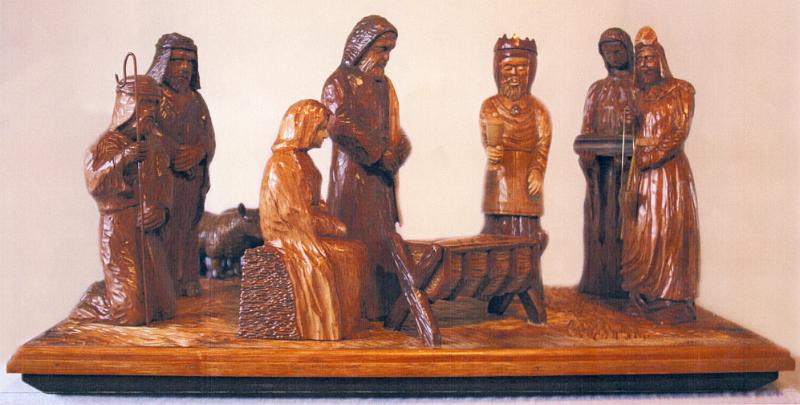 Nativity.jpg - "Nativity" - by Colin Etherington Lime - 10" figures - St Alkelda's Church
